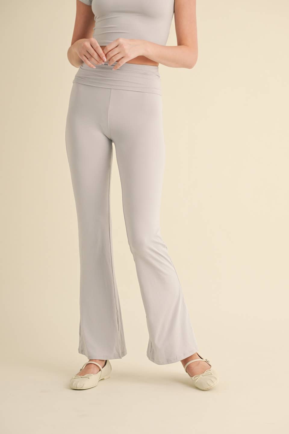 KIMBERLY C - Wholesale Pants - Women's - Soft Knit Foldover Flare Pants42