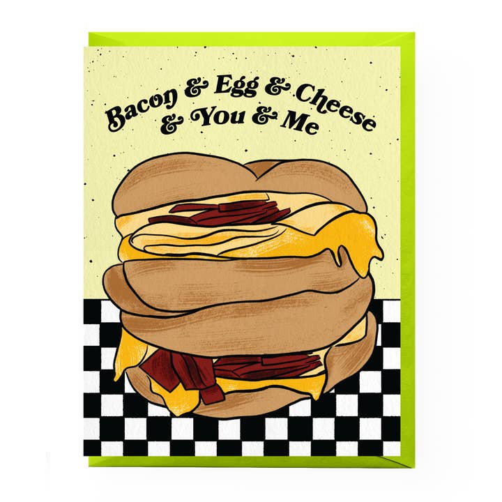 Bacon Egg & Cheese Love Card for wholesale by Boss Dotty Paper Co.