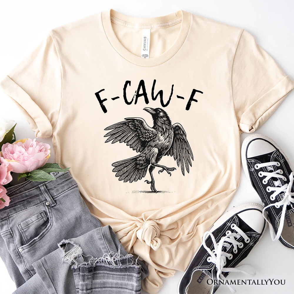 OrnamentallyYou – wholesale Screen printed t-shirt – Women′s –  F-CAW-F Gothic Raven T-Shirt, Snarky Halloween Tee1