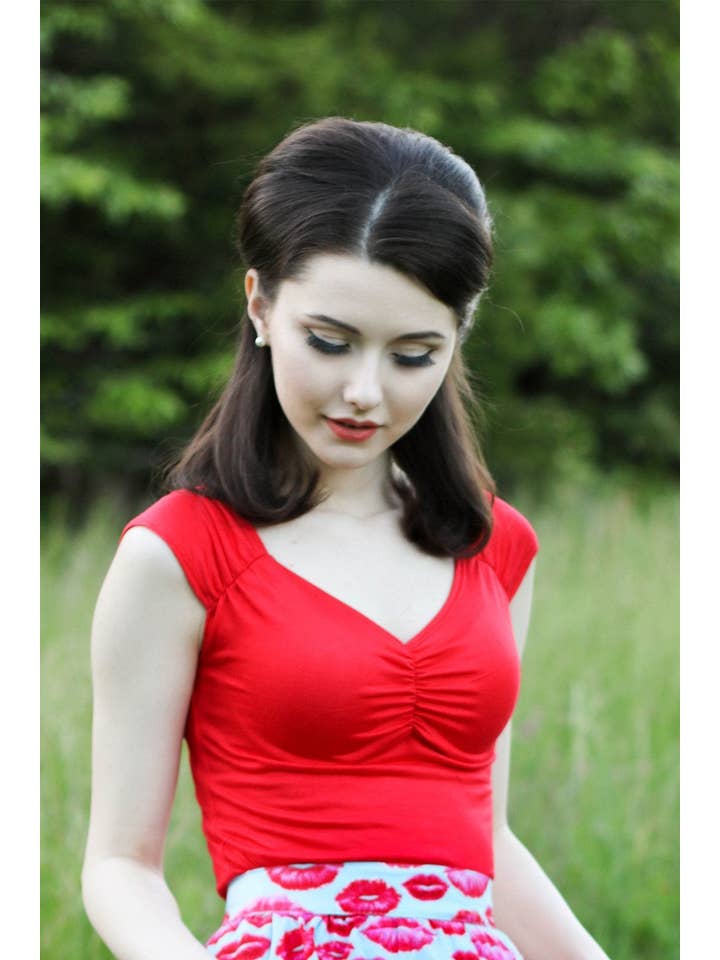 Retrolicious – Großhandel Strickoberteil – Damen – Isabel-Top in Rot4