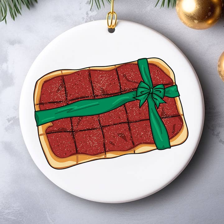philly tomato pie christmas ornament for wholesale by Square Peggy