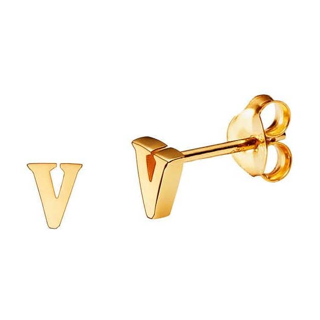 Vergoldeter Ohrstecker Buchstabe V für den Großhandel von Juulry