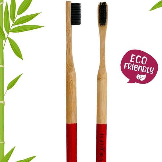 Bamboe Tandenborstel Volwassene Rood voor wholesale door Egeflora