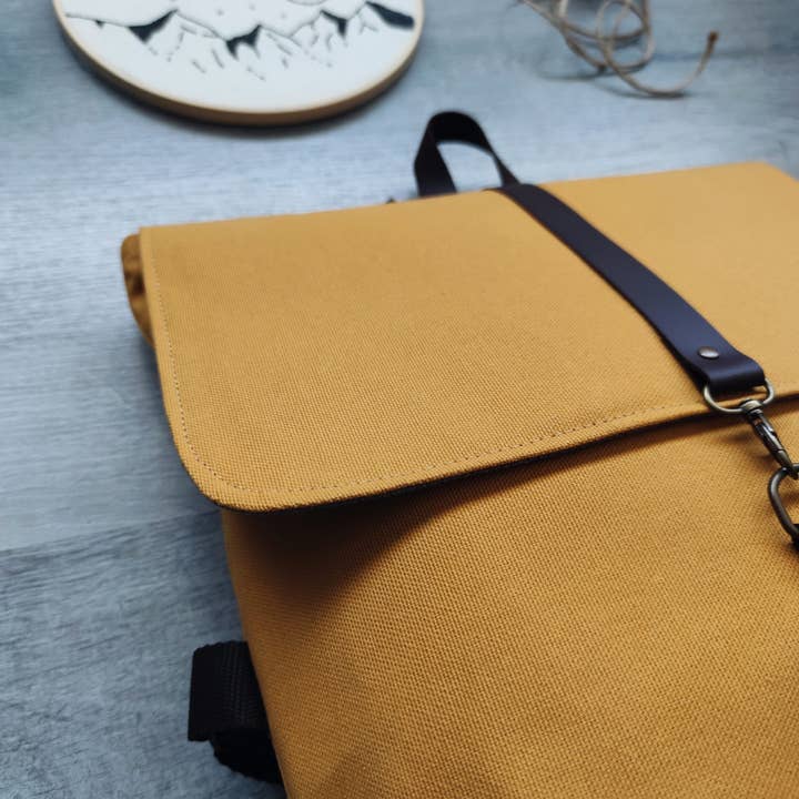 HILVAH – Großhandel Rucksack – Unisex – Senfgelber Baumwollrucksack, Unisex-Rucksack2