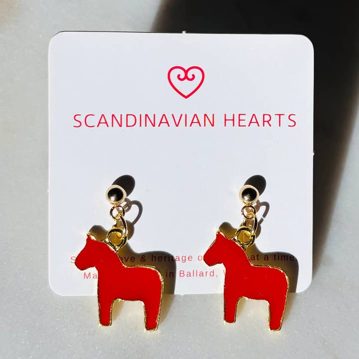 Scandinavian Hearts - Wholesale Stud/Post Earrings - Dala Horse Earrings1