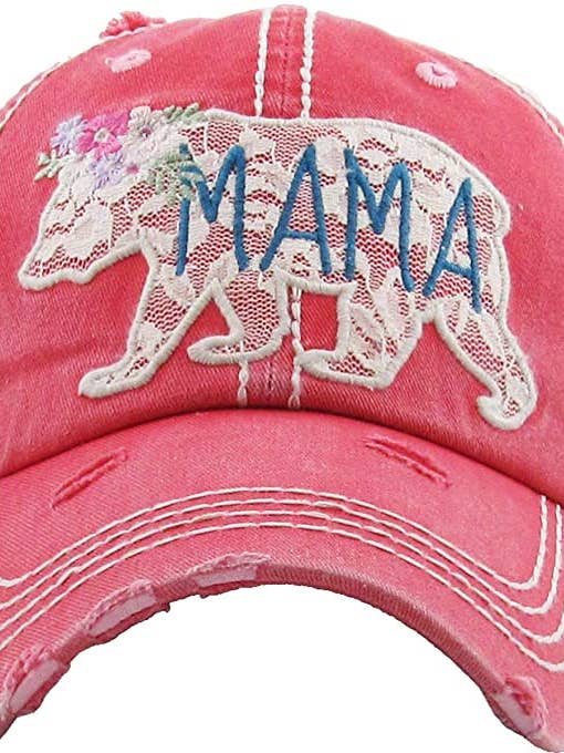 Chapéu de remendo vintage - Mama Bear Lace (Coral) por atacado de Funky Junque