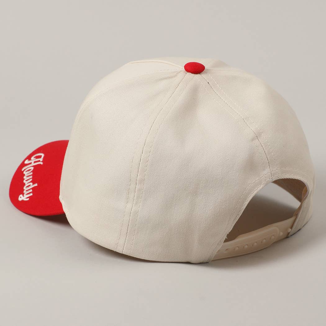 Red Detailed Cowboy Horse Embroidery Two-Tone Cap for wholesale on Faire3