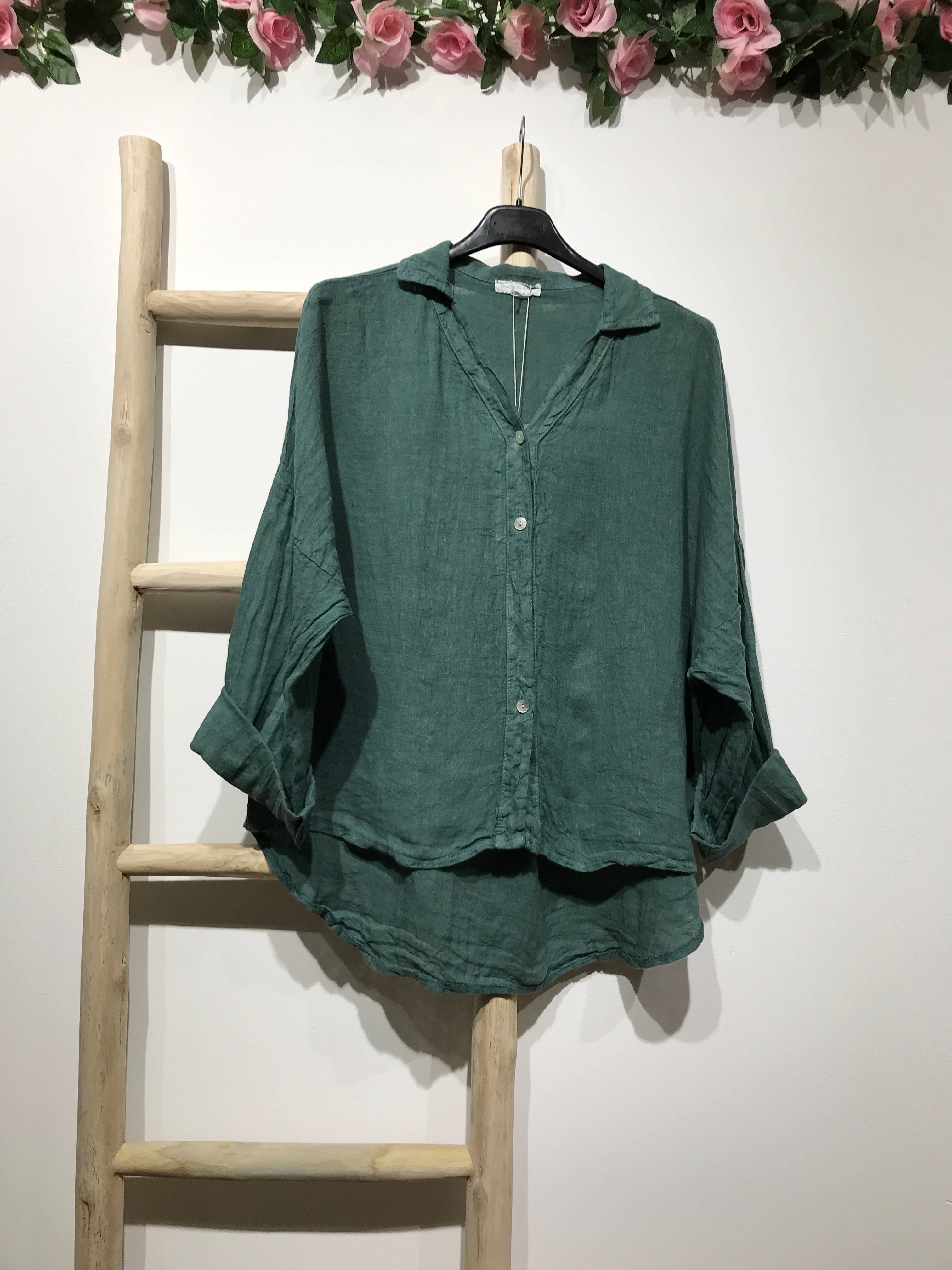 LINEN & COTTON HOUSE - Vente Chemise à col boutonné – femme - CHEMISE EN LIN. 48902 NINA63