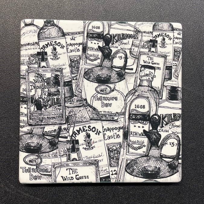 Irish Whiskey Coaster Set for wholesale by KLoRebel Art Co.