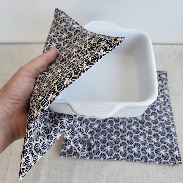 NS par Nathalie SEVE - Wholesale Oven Mitt/Pot Holder - “Riad Noir” Printed Kitchen Potholder