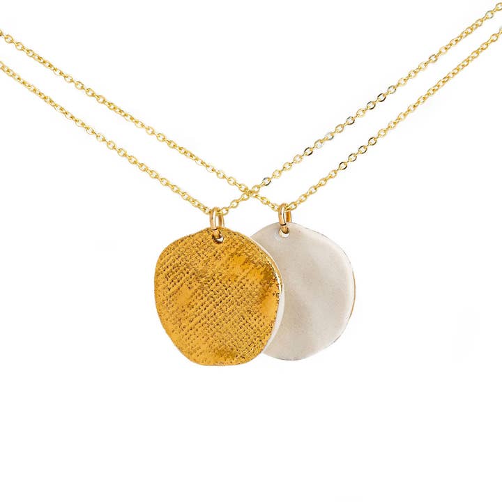 Sun and Moon Necklace (small) for wholesale by Jenna Vanden Brink Ceramics