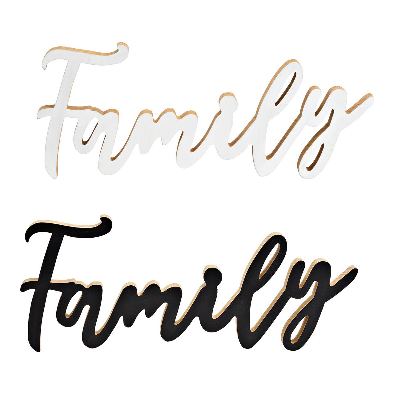 Wurm - Wholesale Decorative Figurine - Wooden "Family" sign, double, White/Black (W/H/D) 29x12x2cm0