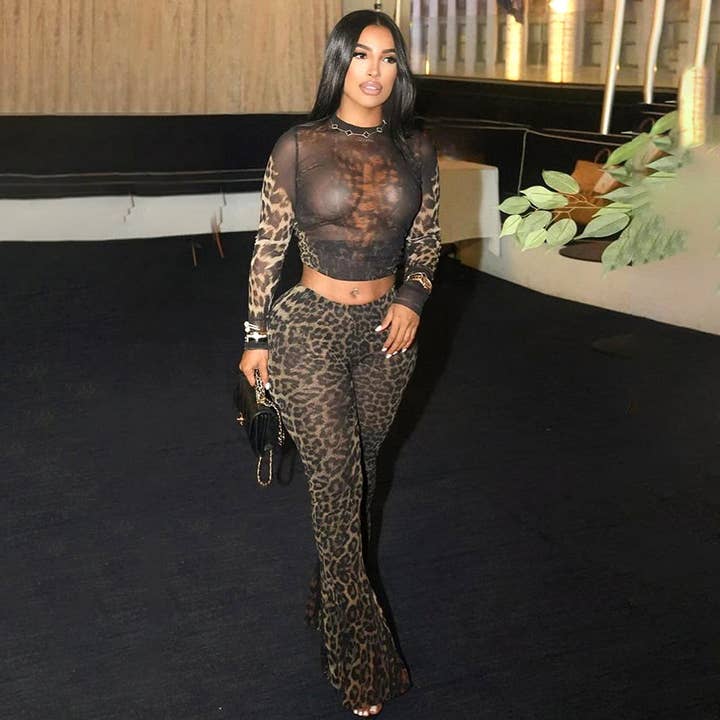 Your Beautiful Boutique – wholesale Top & pants set (NOT Loungewear) – Women's – Women Fashion Sexy Leopard Printed Two-Piece Set3