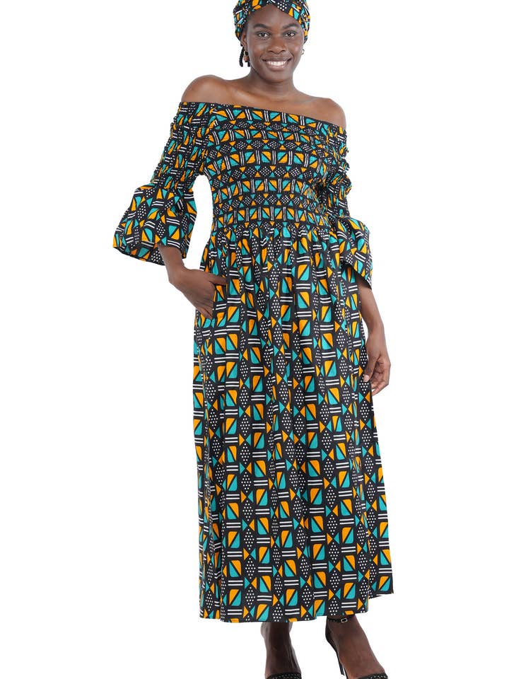 Satsuma Wholesale - Wholesale Dress - Women's - Ankara Long Smocked Dress
