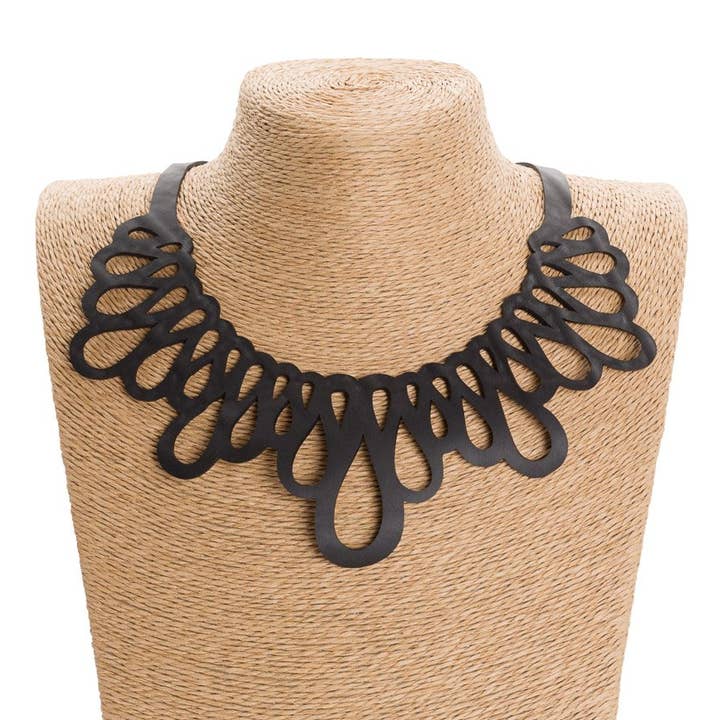 Fall Inner Tube Wave Necklace for wholesale by paguroupcycle