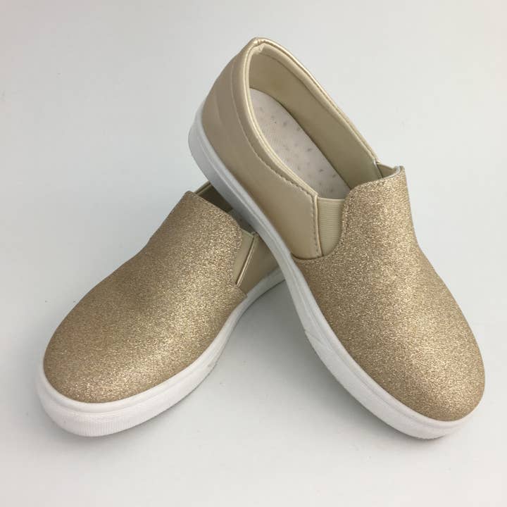 Goldene glitzernde Slip-On-Sneakers für den Großhandel von SongLily