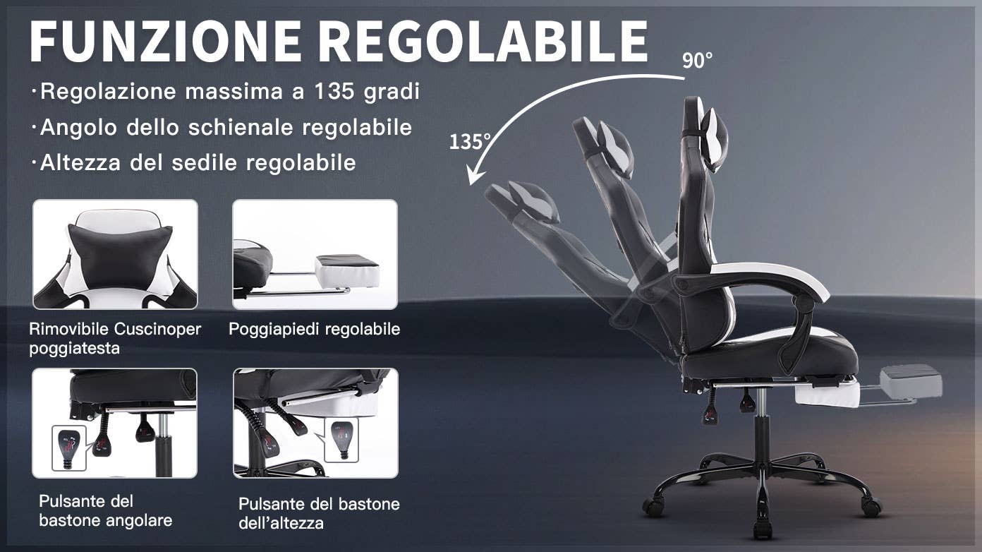 39F Inc. - Wholesale Chair - 300LBS Gaming Chair w/Massage (Black/Grey)3