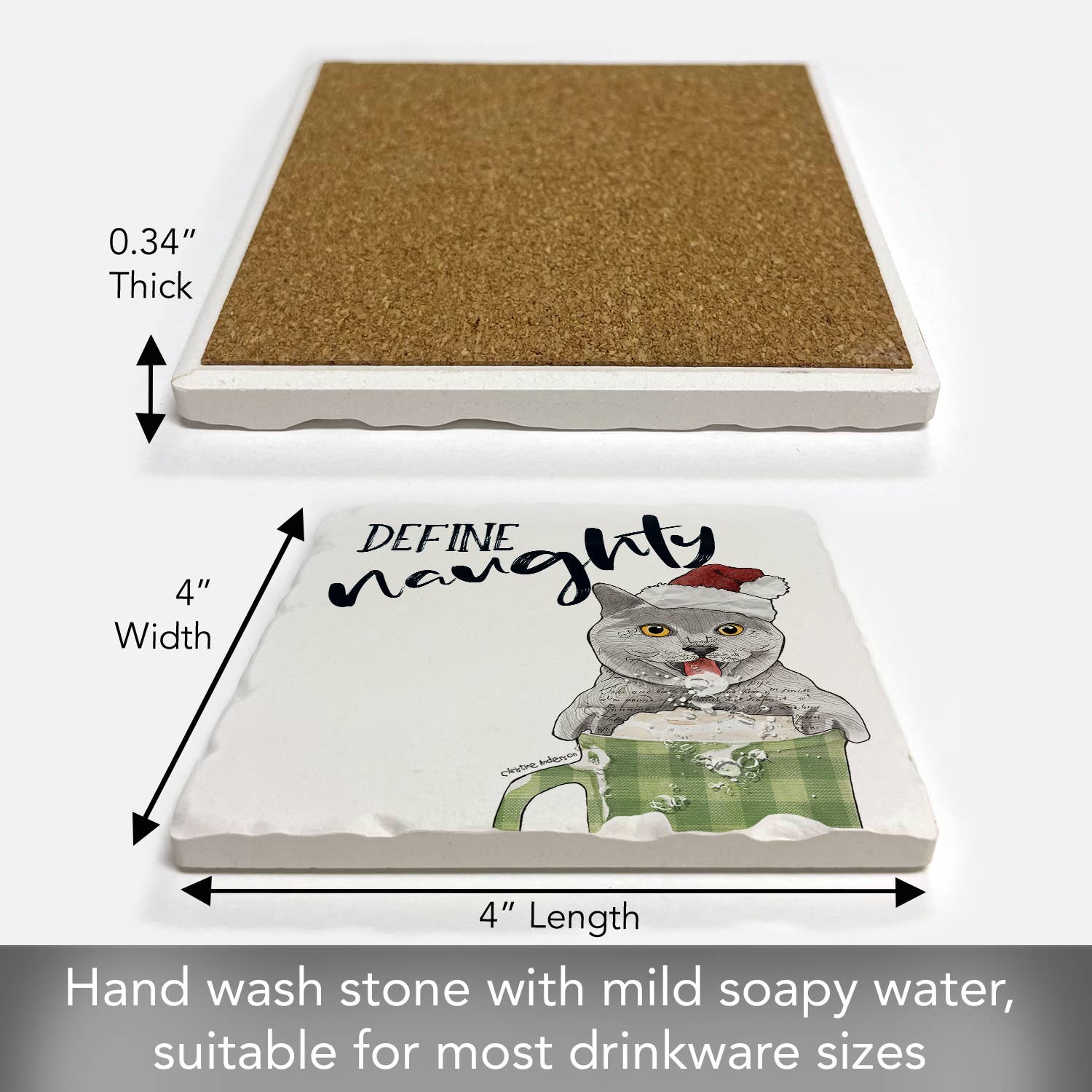 CounterArt/Highland Home/Thirstystone/CoasterStone - Vendita all'ingrosso Sottobicchiere - Sottobicchiere con piastrelle burattate in pietra assorbente «Define Naughty»2