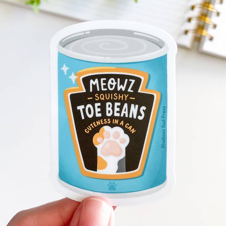 Cute Toe Beans Cat Paw Waterproof Matte Vinyl Sticker for wholesale by Studious Owl Press