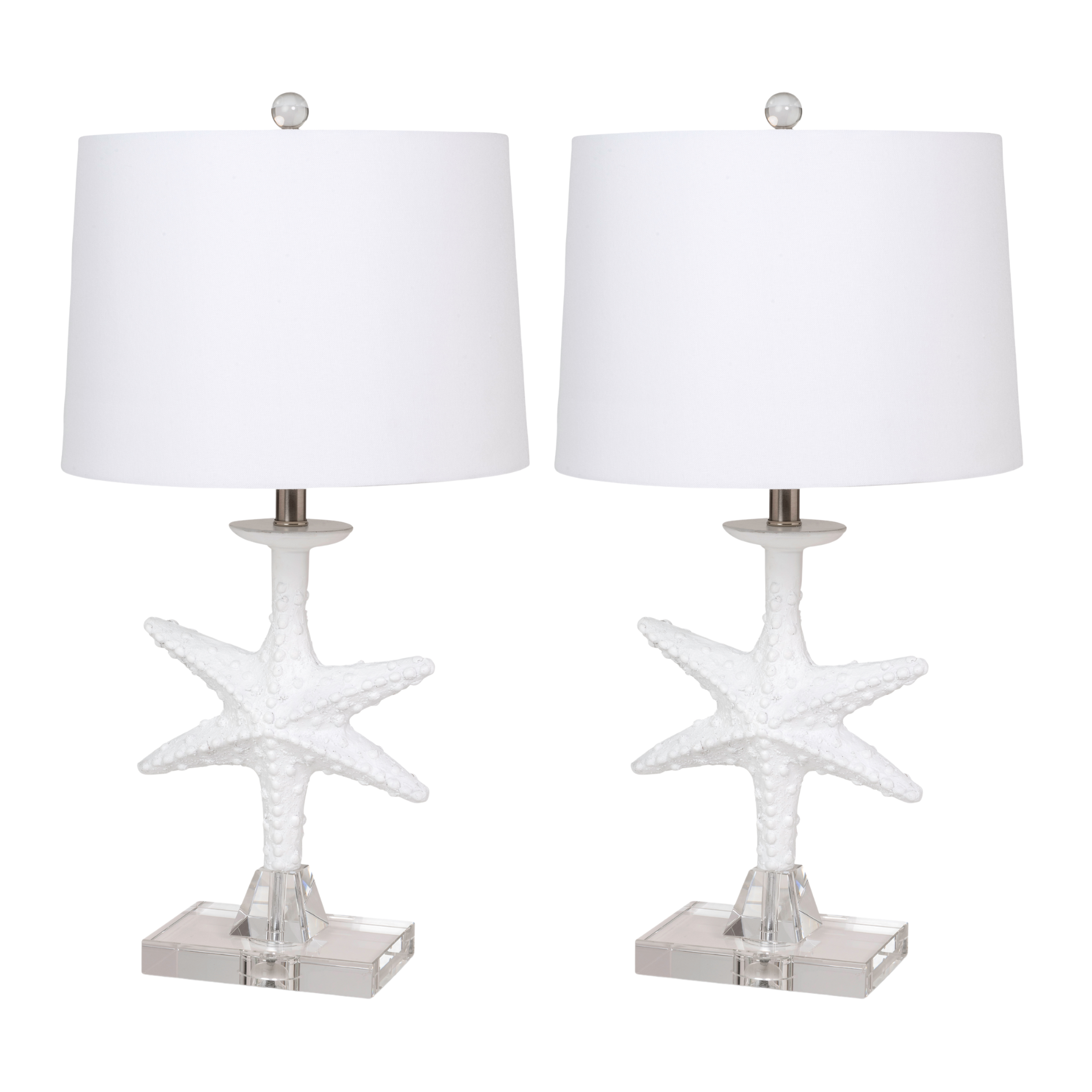 White Coastal Starfish Crystal Base Lamps, 3-Way Switch (2-Pack) for wholesale on Faire0