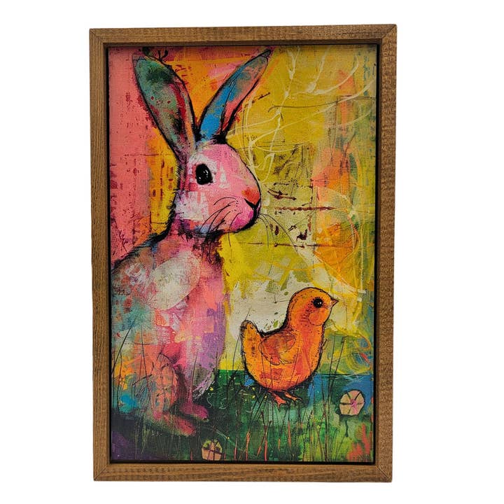 Easter Bunny and Chick Abstract Wall Art - Easter Decor for wholesale by Home Accents By Driftless