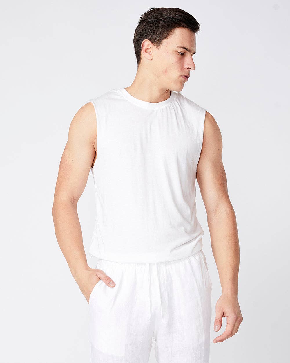 Blanc Chemise Muscle en bambou en vente sur Faire