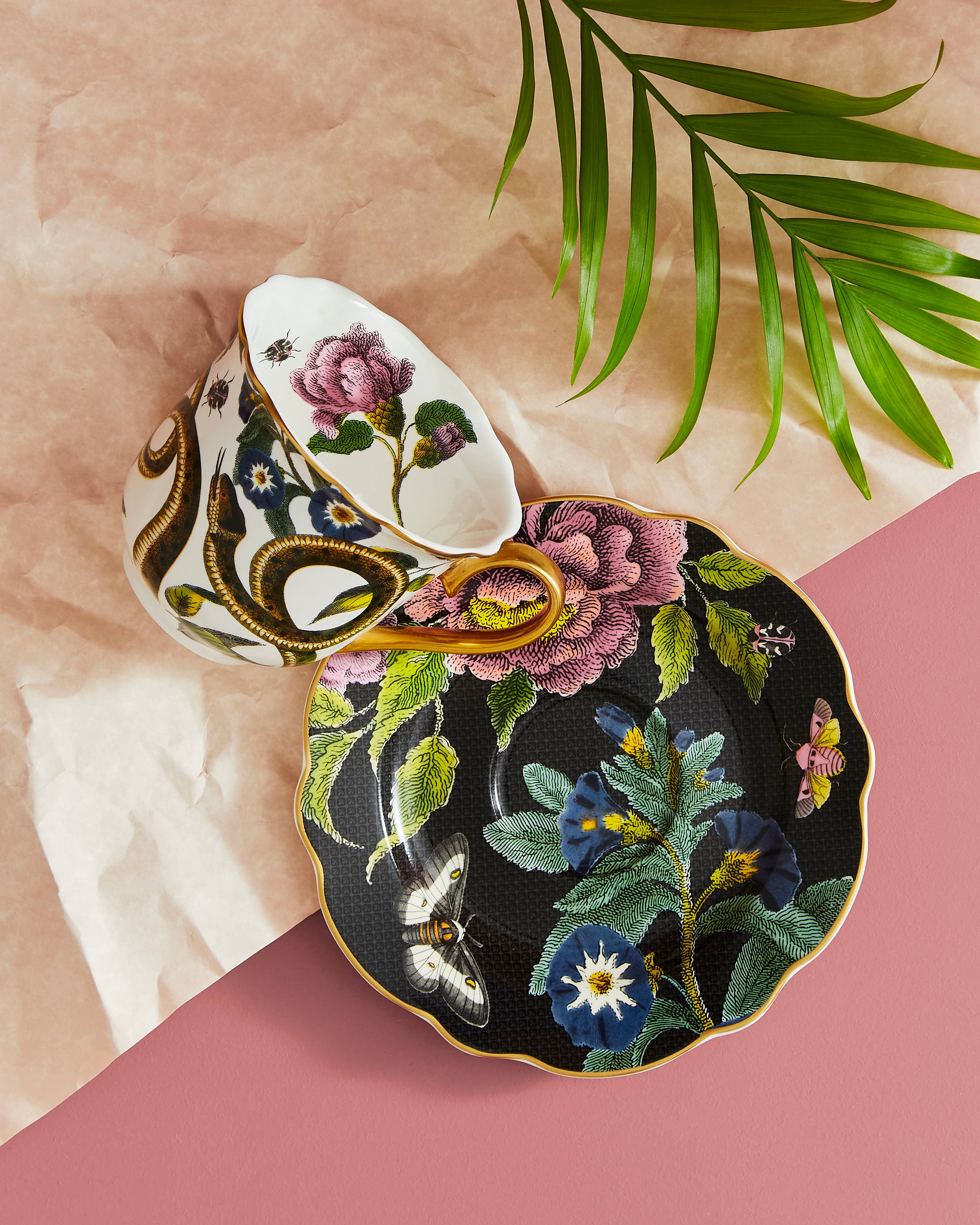 Portmeirion, Spode, Pimpernel, Nacthmann, Wrendale Designs - Wholesale Tea Set - Creatures of Curiosity Dark Floral Teacup and Saucer5