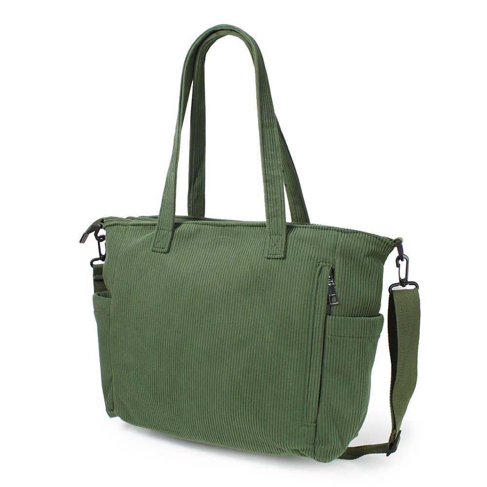 Sensibling Corp. - Wholesale Tote Bag - Women's - Multi Pocket Corduroy Tote Bag6