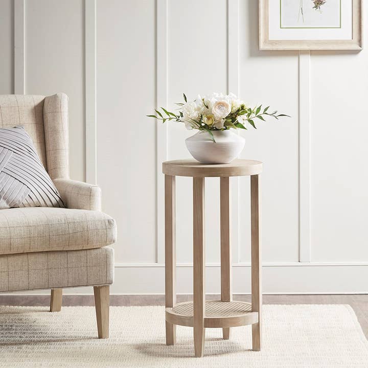 Reclaimed Wheat Cane Accent Table for wholesale by Olliix