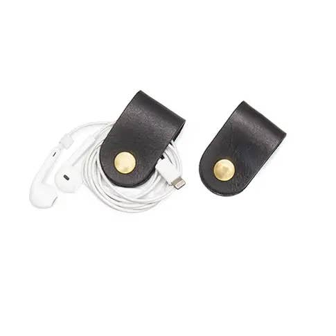 Zed Leather Cord Keeper Set of 2 / Brass Snap Closure for wholesale by Son of a Sailor