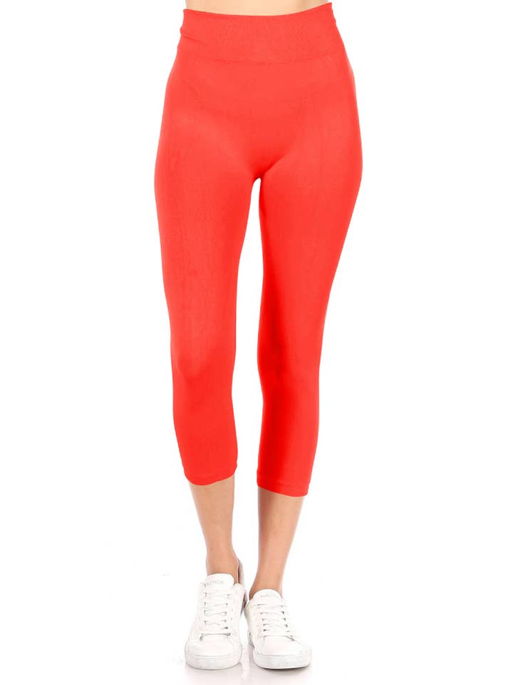 MOA COLLECTION - Wholesale Athletic/Lounge Leggings - Women's - Women's Casual Solid Seamless Capri Leggings15