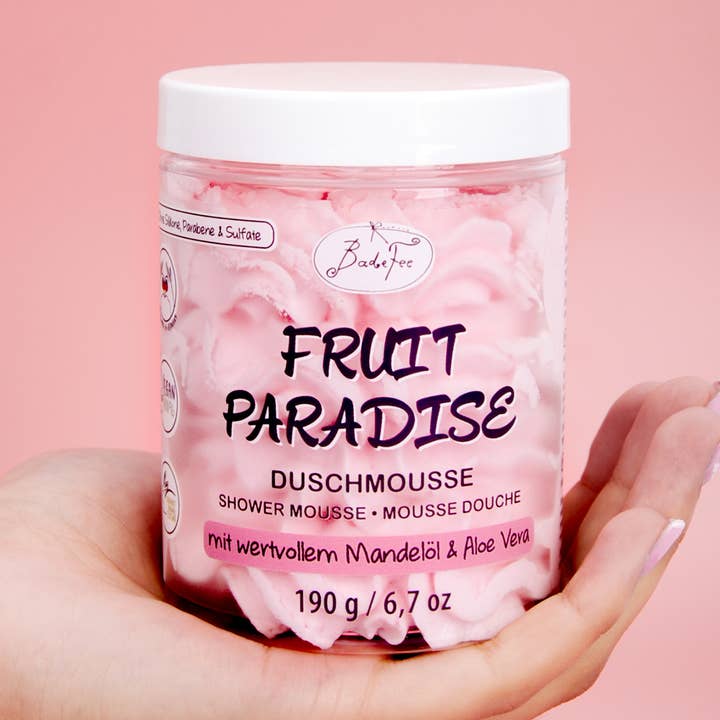 Dusch Mousse Fruit Paradise - cremet & plejende showergel for engroshandel hos BadeFee