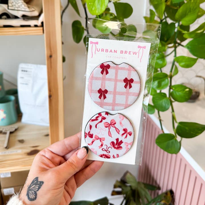 Juego de posavasos para coche con lazos de cuadros para venta al por mayor de Urban Brew