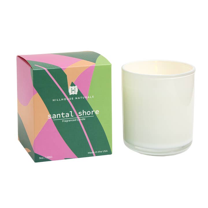 Santal Shore 9oz Candle In Glass Ctn.6 for wholesale by Hillhouse Naturals/Field+Fleur
