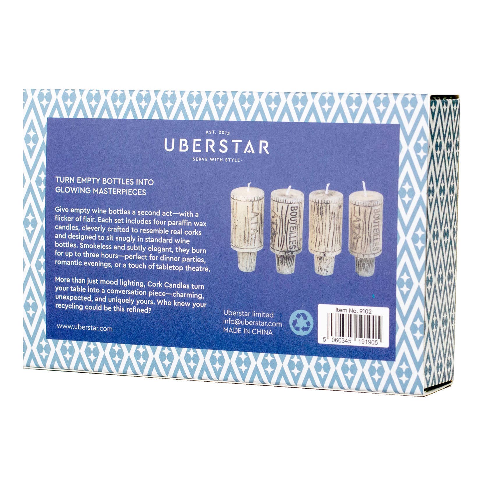 UBERSTAR - Wholesale Pillar Candle - Wine Cork Candles (Set of 4)8