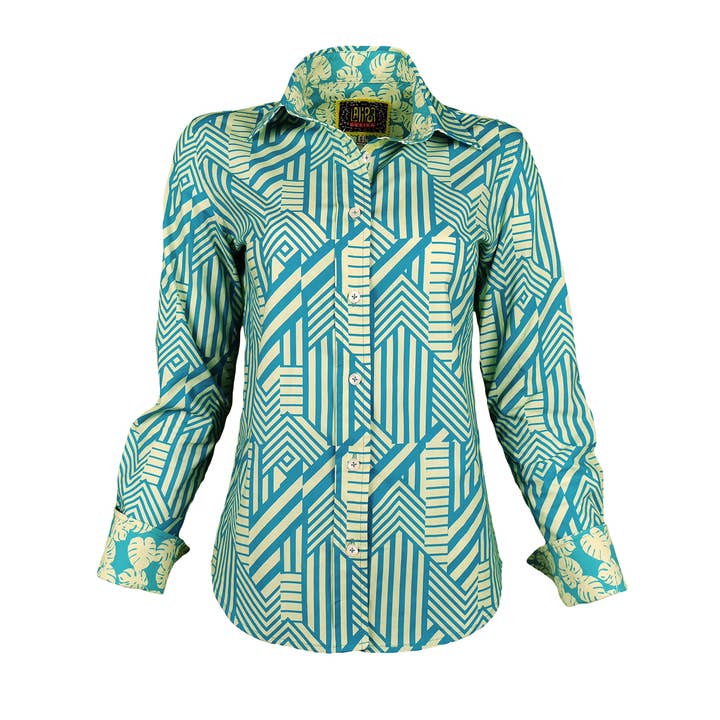 Geometric Print Stretch Cotton Shirt for wholesale by Lalipop Design