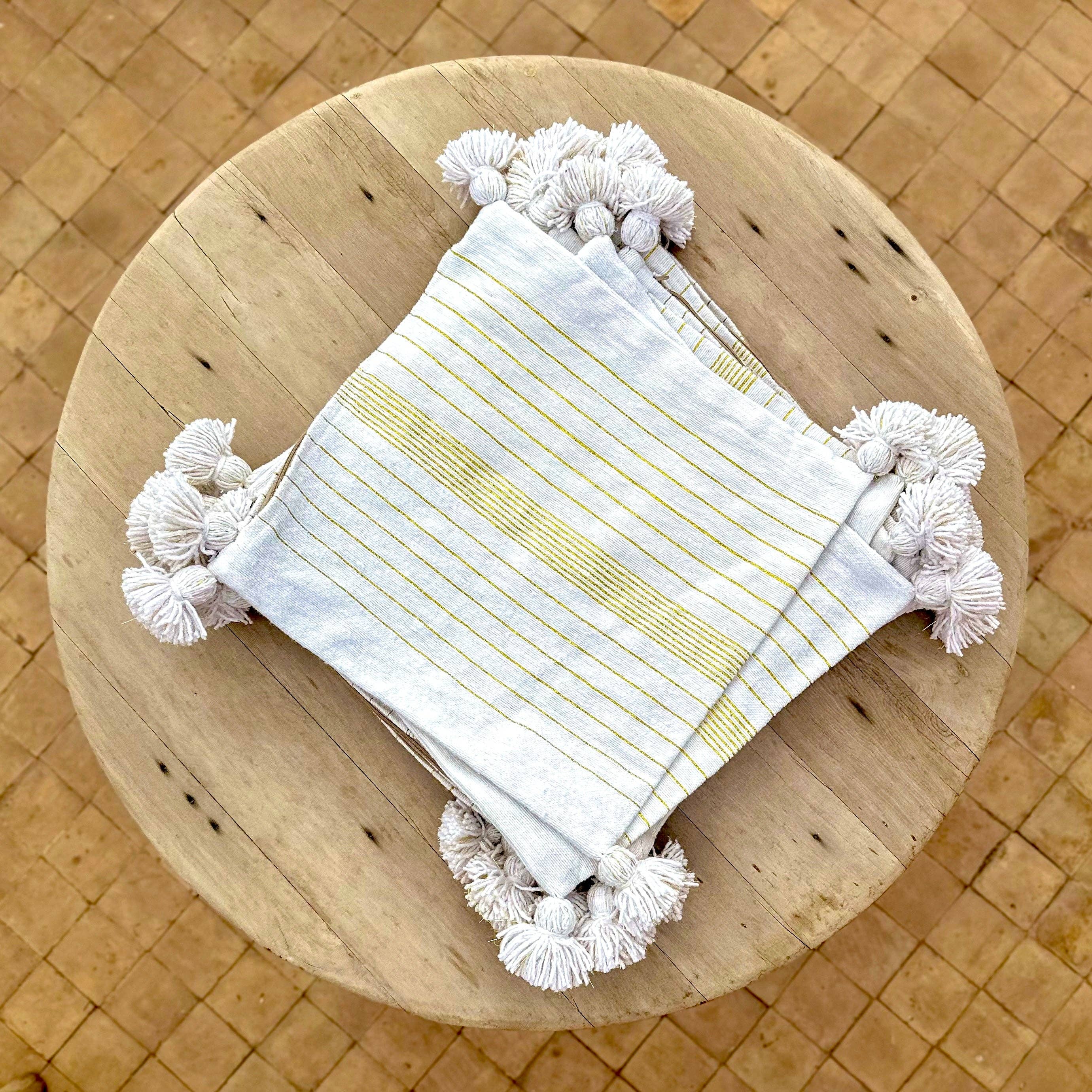 SOUK in the CITY - Vendita all'ingrosso Cuscini decorativi - Cuscini a righe bianche e dorate - bifacciale5