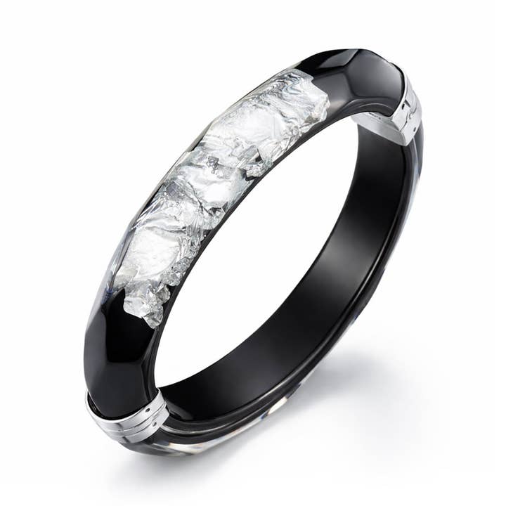 Thin Silver Leaf Faceted Lucite Hinge Bangle for wholesale by Gold & Honey