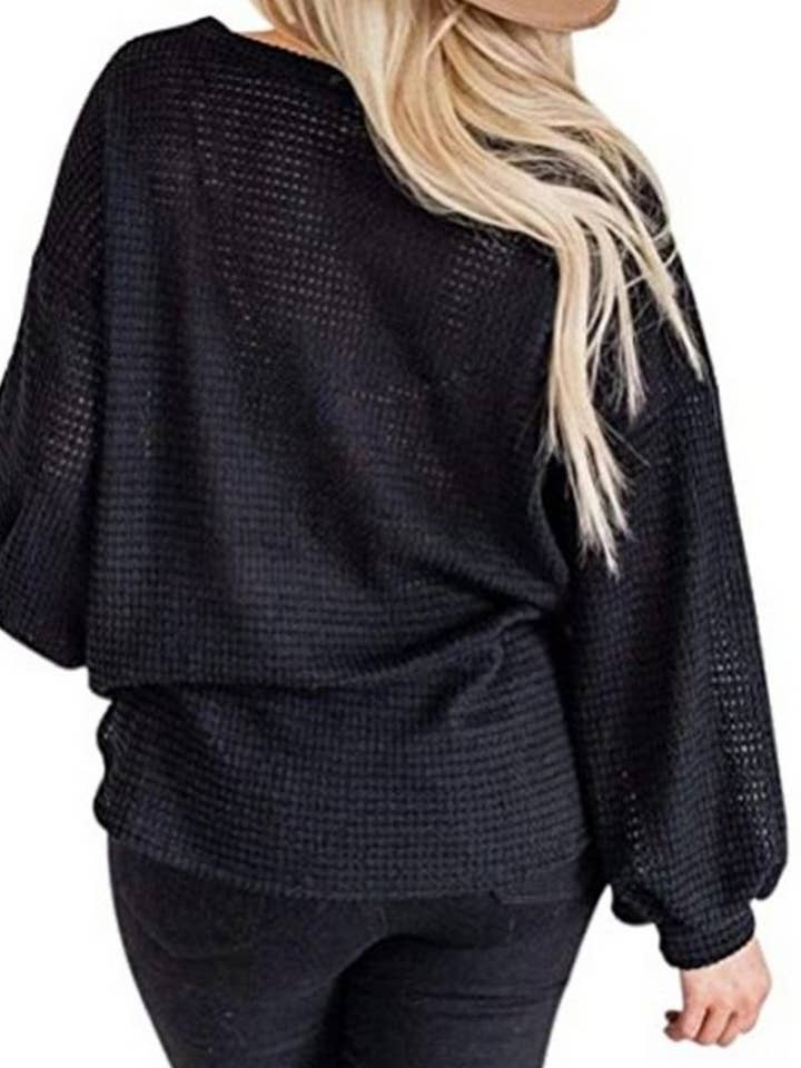 Lily Clothing - Wholesale Shirt - Women's - Casual pullover with round neck lantern sleeves