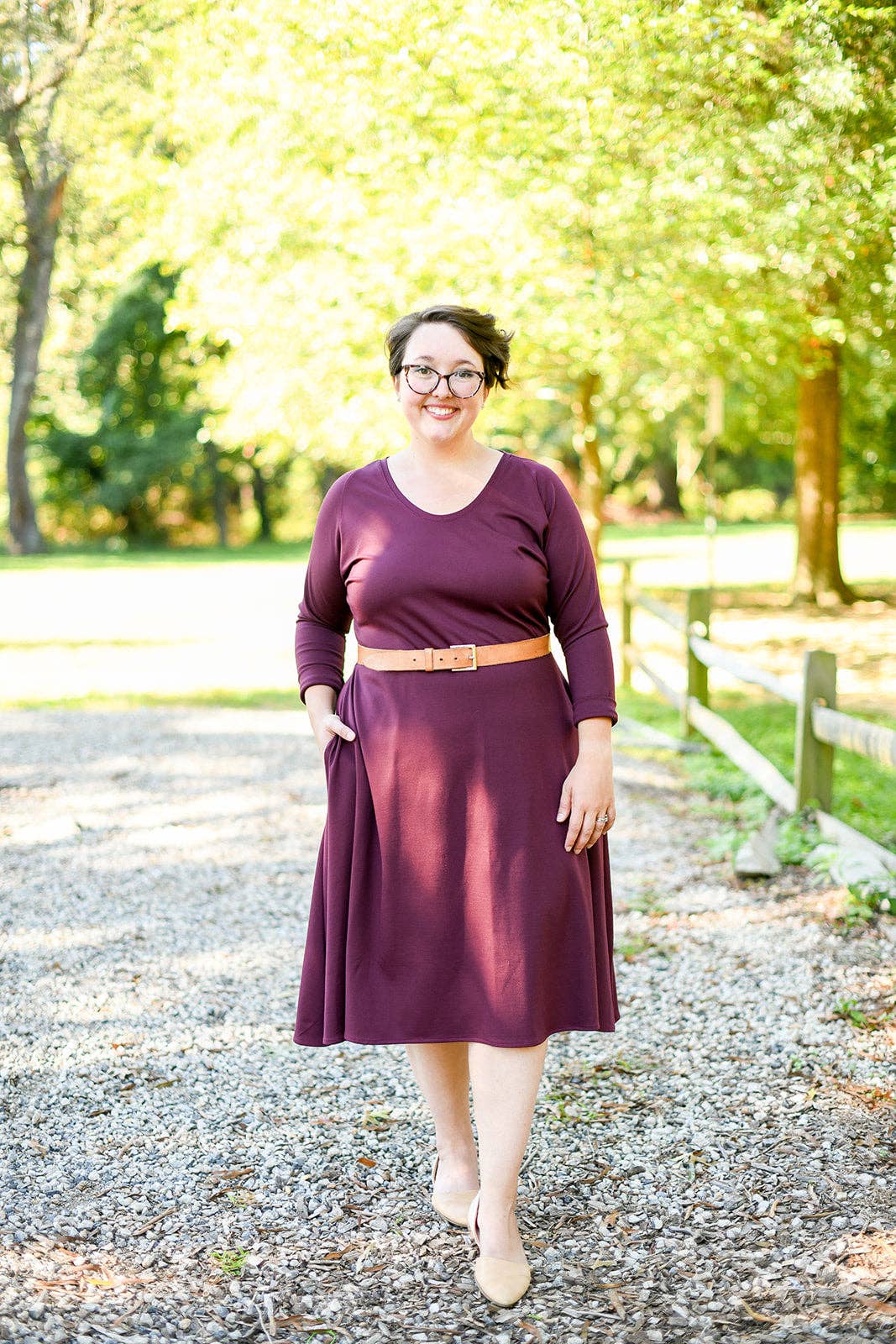 Knieriem Designs - Wholesale Dress - Women's - Long Raglan Sleeve Ponte Dress with Pockets and Full Skirt11