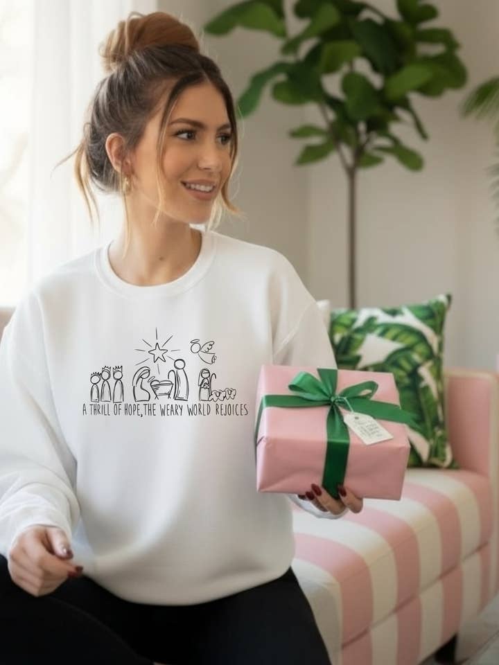 A Thrill of Hope | Christmas Nativity Crewneck for wholesale by Ink + Thread