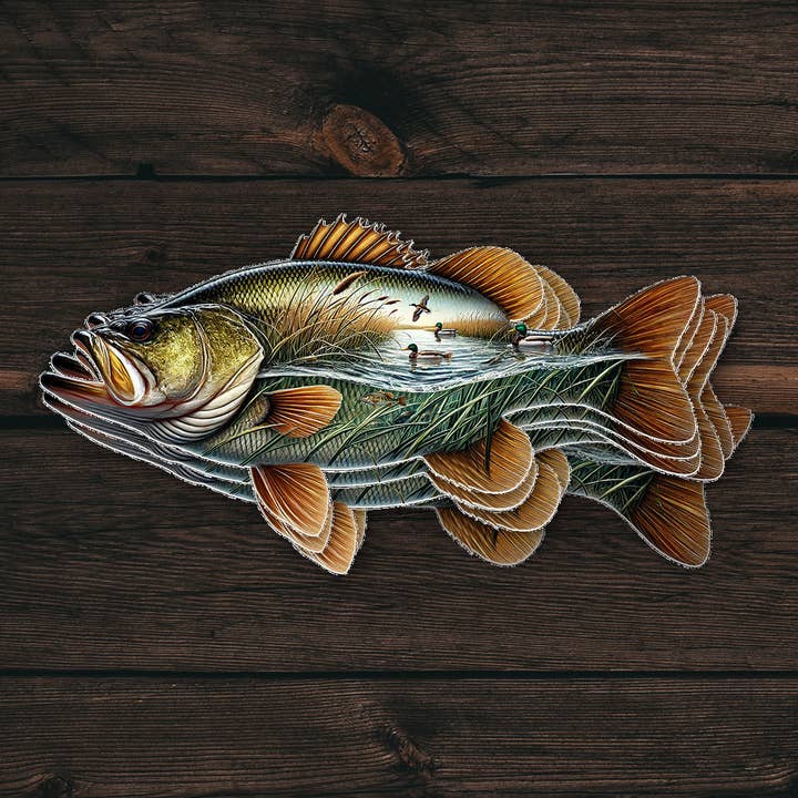 Fishing Sticker | Duck Hunt & Bass | Durable Vinyl Decal for wholesale by PiggyPrintStickers