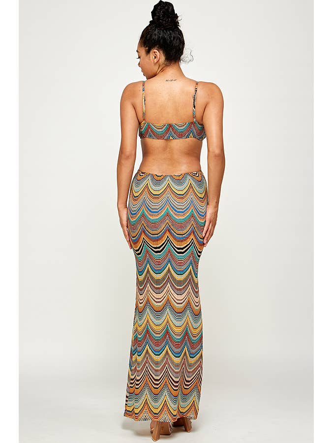 RIVIR - Wholesale Dress - Women's - CUTOUT PRINT MAXI DRESS-AM097D