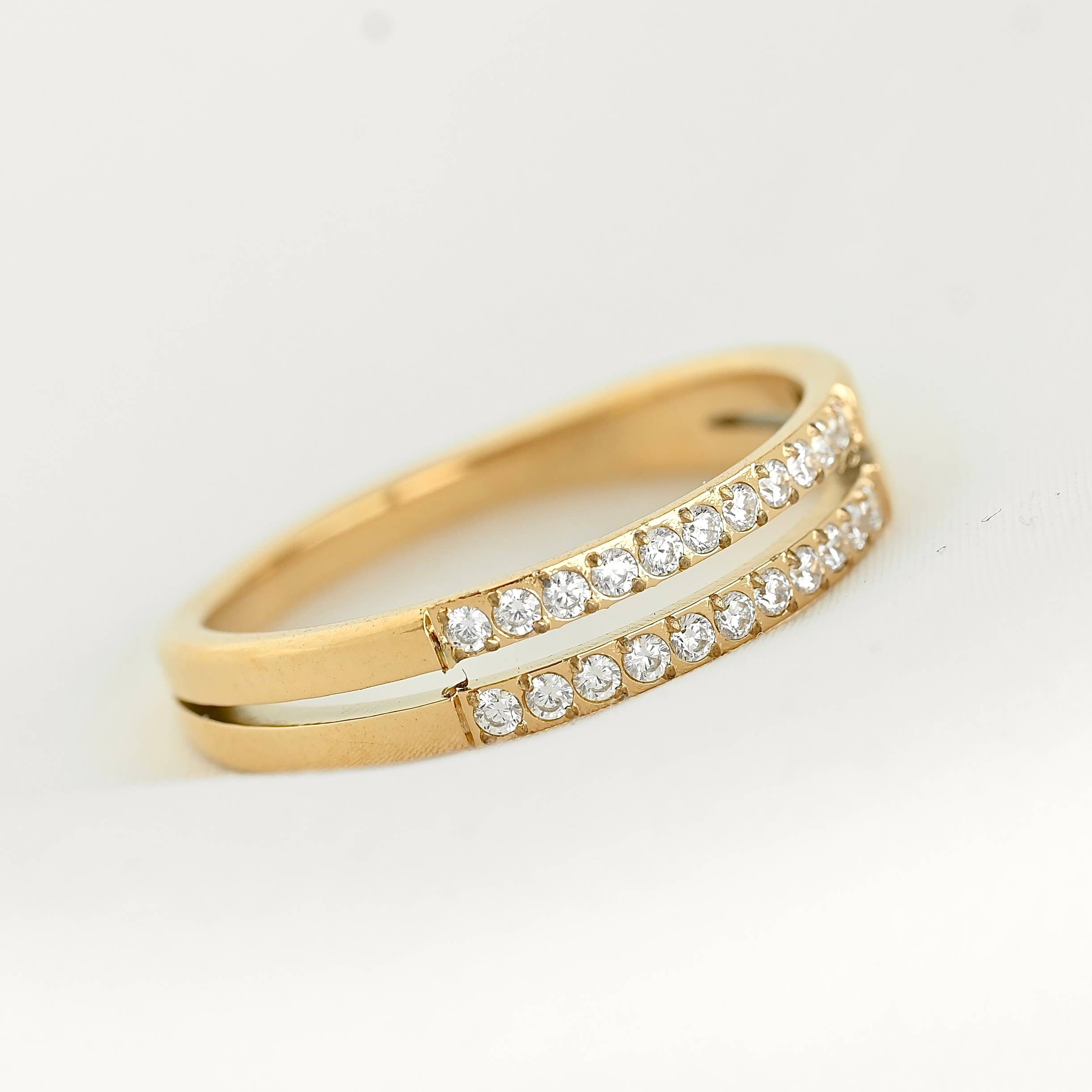Blueyejewelry - Wholesale Multi-Stone Ring - Double Pavé CZ Ring - Slim Stacked Ring - Pave Diamond Band 2