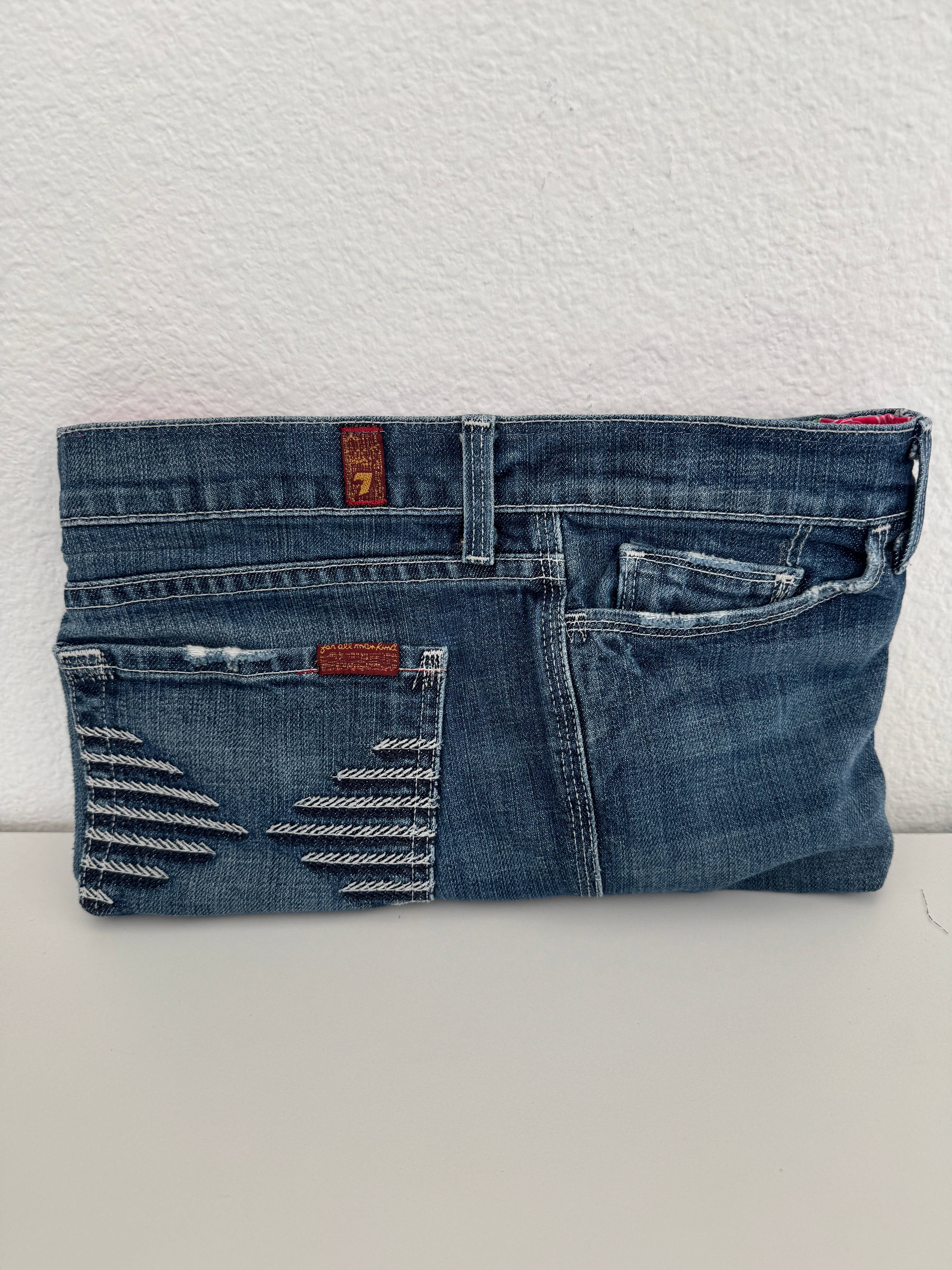 Indigo Bags - Wholesale Clutch Bag - Women's - 7FAM Upcycled Premium Denim clutch - pink floral5