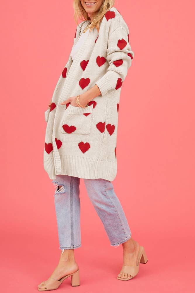 UNISHE - Vendita all'ingrosso Cardigan - Donna - Cardigan lavorato a maglia con motivo a cuore aperto sul davanti SF1008