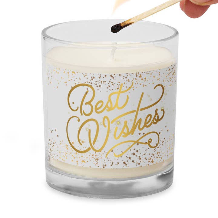Best Wishes Glass Unscented Soy Wax Candle for wholesale by Wishbrush
