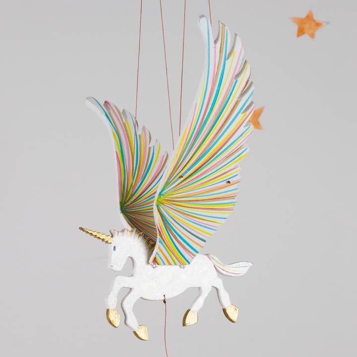 Tulia's Artisan Gallery - Wholesale Mobile - Unicorn Flying Mobile - Golden6