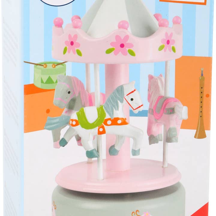 small foot – Engroshandel Trælegetøj - Børn – Musikæske med heste-karussel2