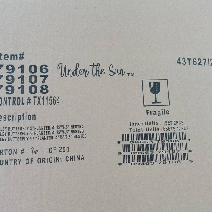 Blue Sky Clayworks - Wholesale Plant pot - BUTTERFLY 5" PLANTER,4''/5"/6.5" NESTED with 79108,791062